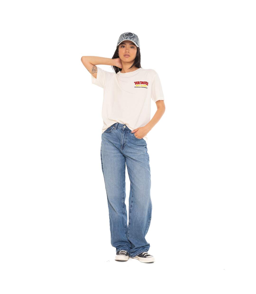 T-shirt femme col rond avec imprimé devant et dos Face Vondutch-5