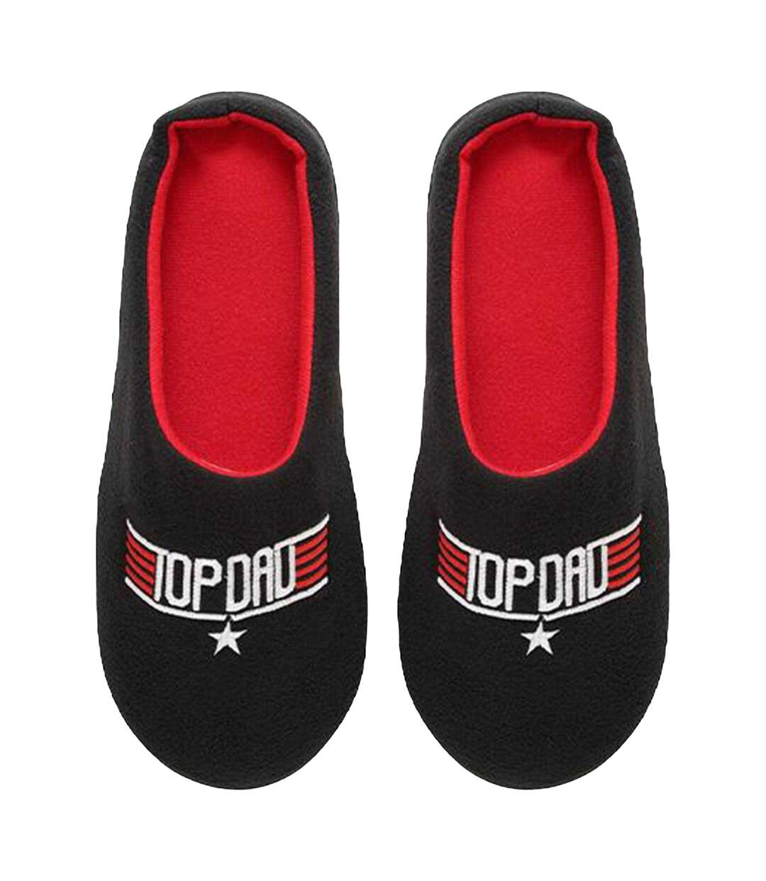 Mens Top Dad Slip-on Mule Slippers Black Red Keanu-2