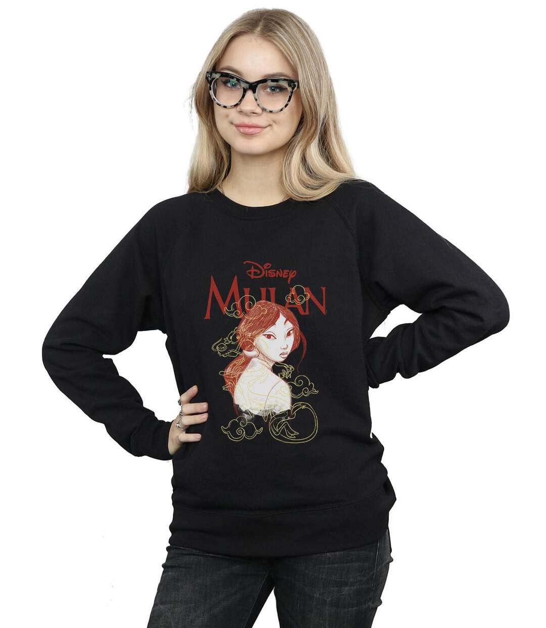 Disney Sweatshirt Femme/Les femmes Mulan Dragon Sketch (Noir) - UTBI13720-2