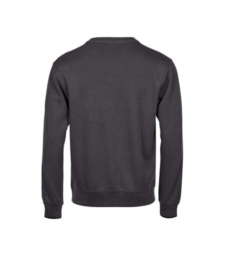 Mens Ribbed Interlock Crew Neck Sweatshirt Dark Grey Tee Jays