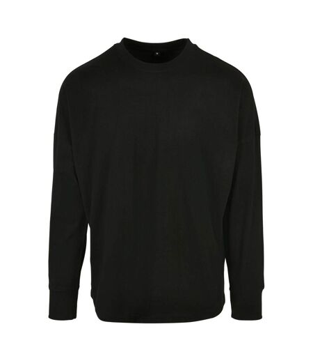 Mens Cut-on Oversized Long-sleeved T-shirt Black Build Your Brand
