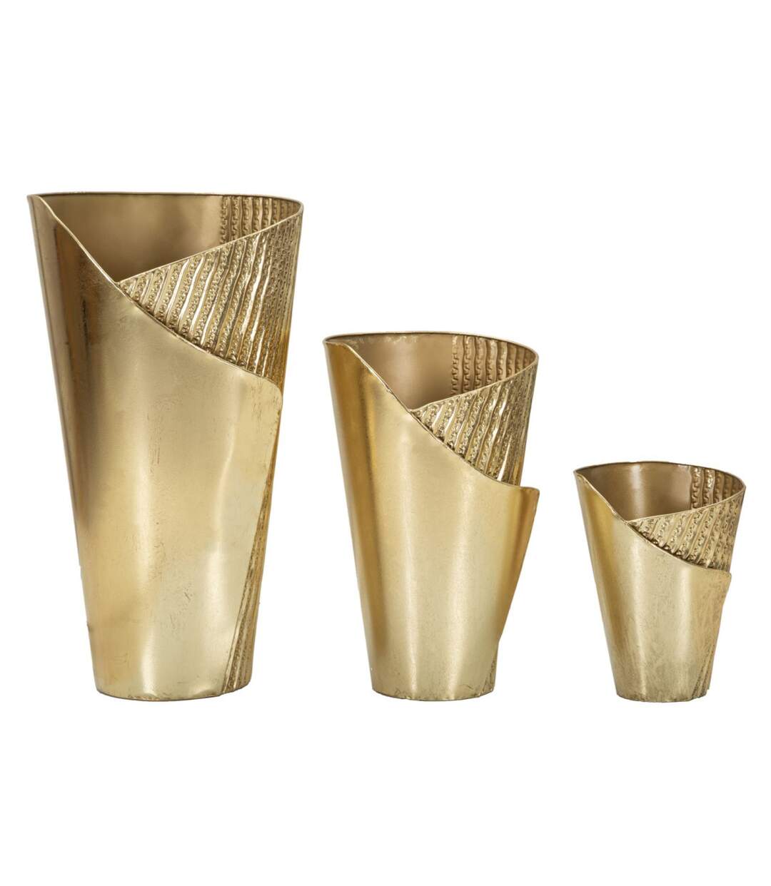 Lot de 3 Vases en Métal Flosty 75cm Or-2