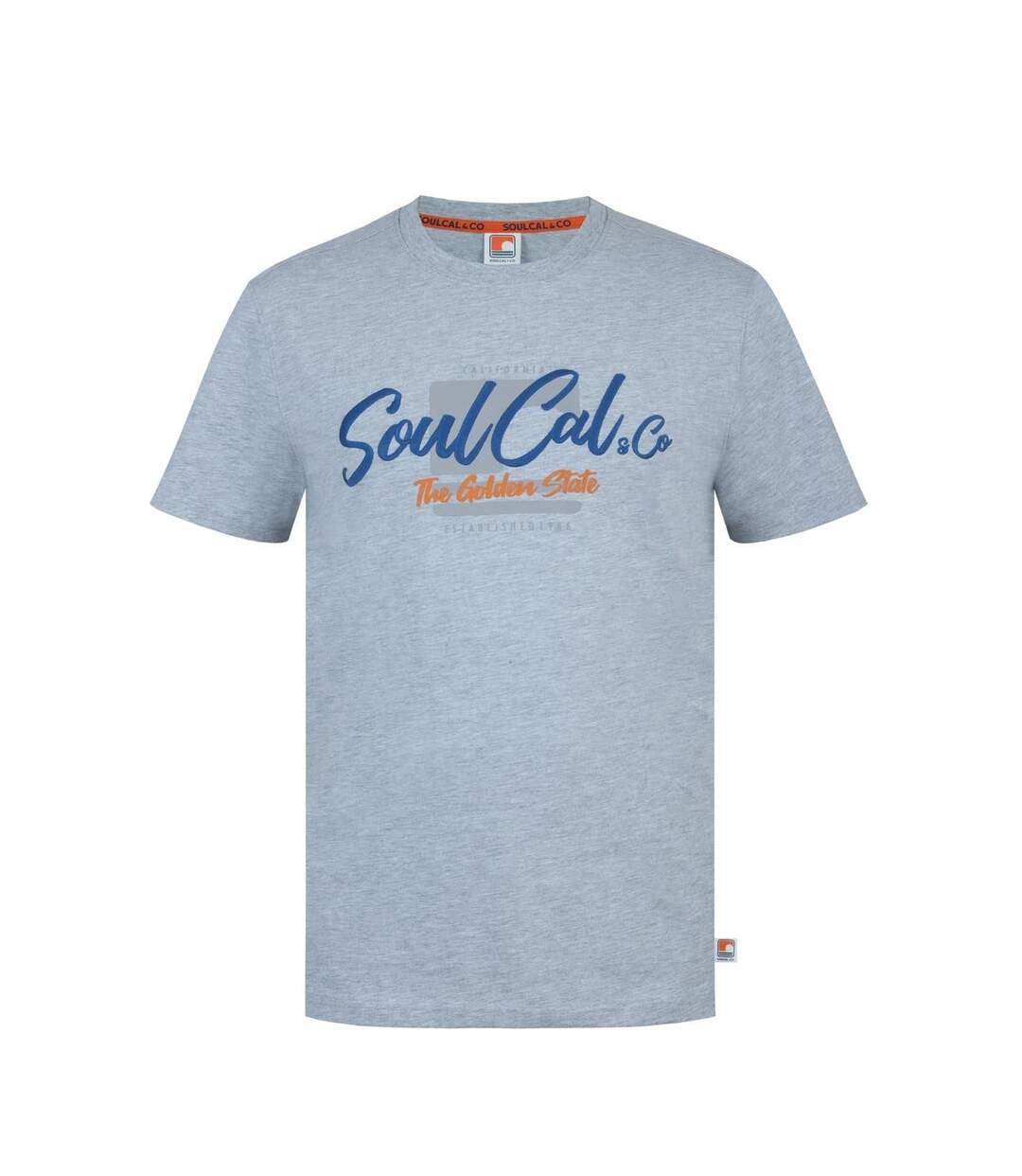 Mens Back Print T-shirt Grey Marl SoulCal-1