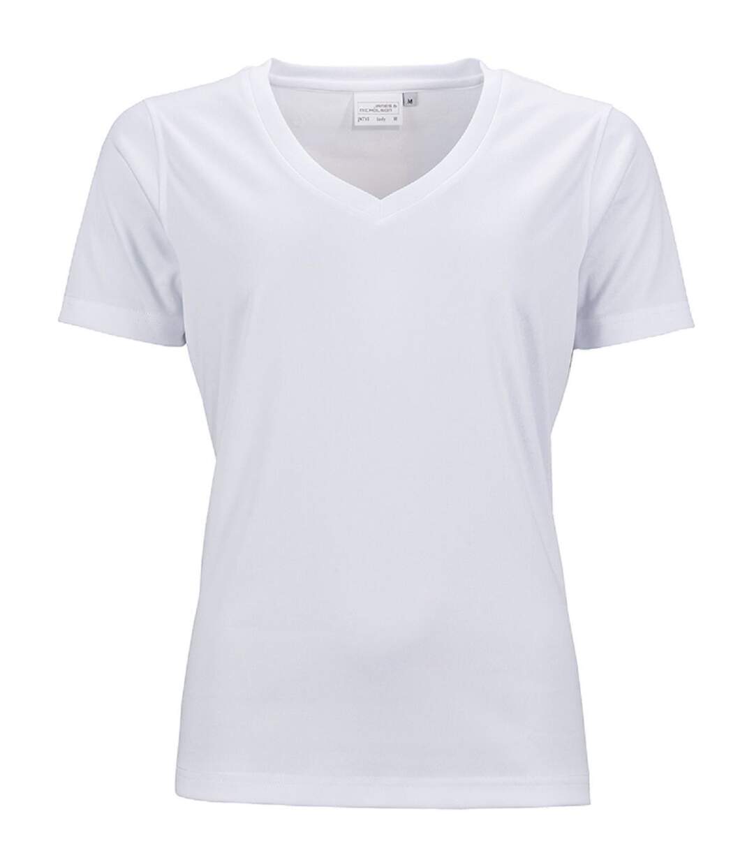 t-shirt respirant femme col V - running - JN735 - blanc-1