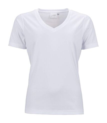t-shirt respirant femme col V - running - JN735 - blanc