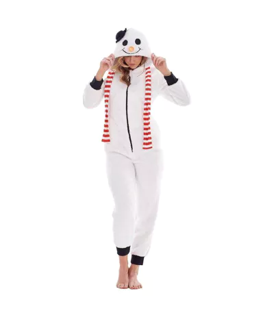 Combinaison Motif/style Bonhomme De Neige Femme Blanc Noir Keanu