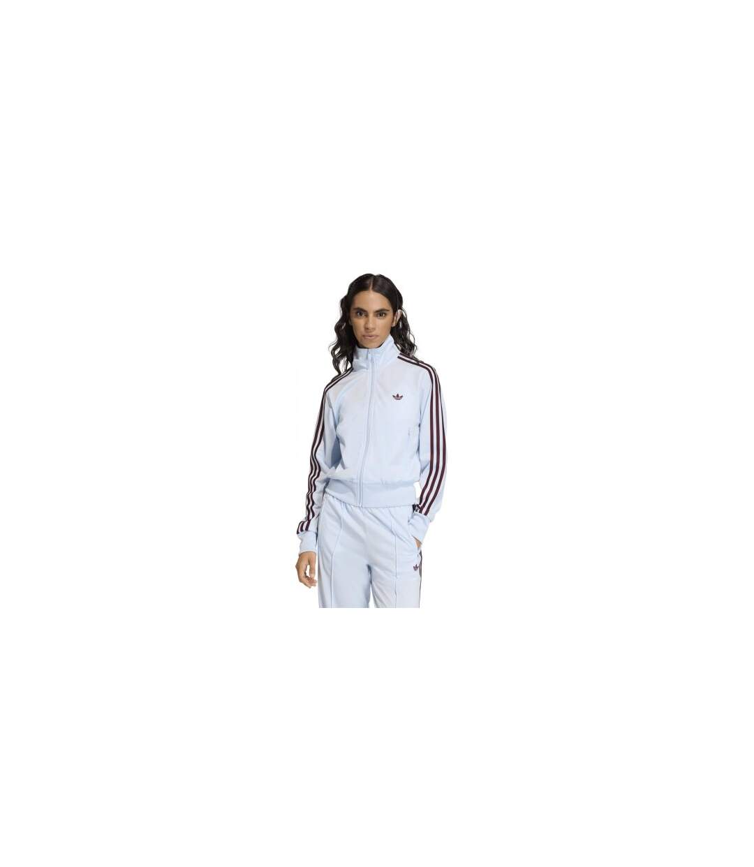 Haut De Survêtement Motif/style 3 Rayures Firebird Femme Bordeaux Foncé Bleu Ciel Adidas-1