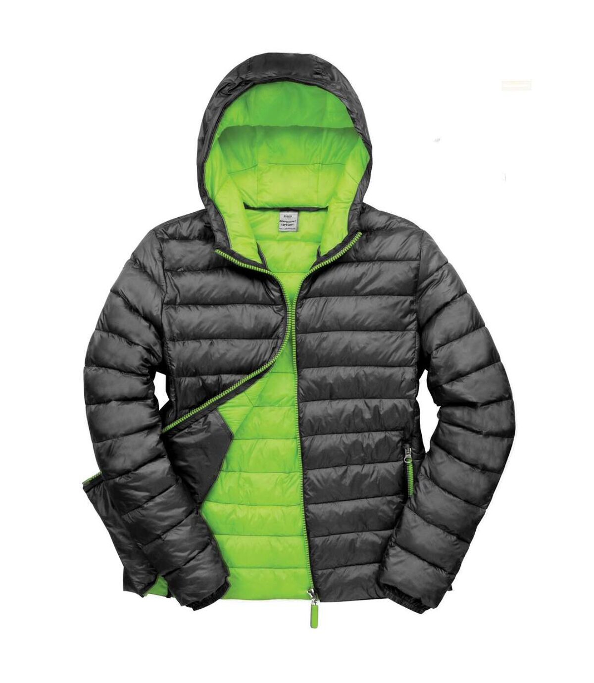 Result Urban Mens Snowbid Hooded Jacket (Black/Lime Green)