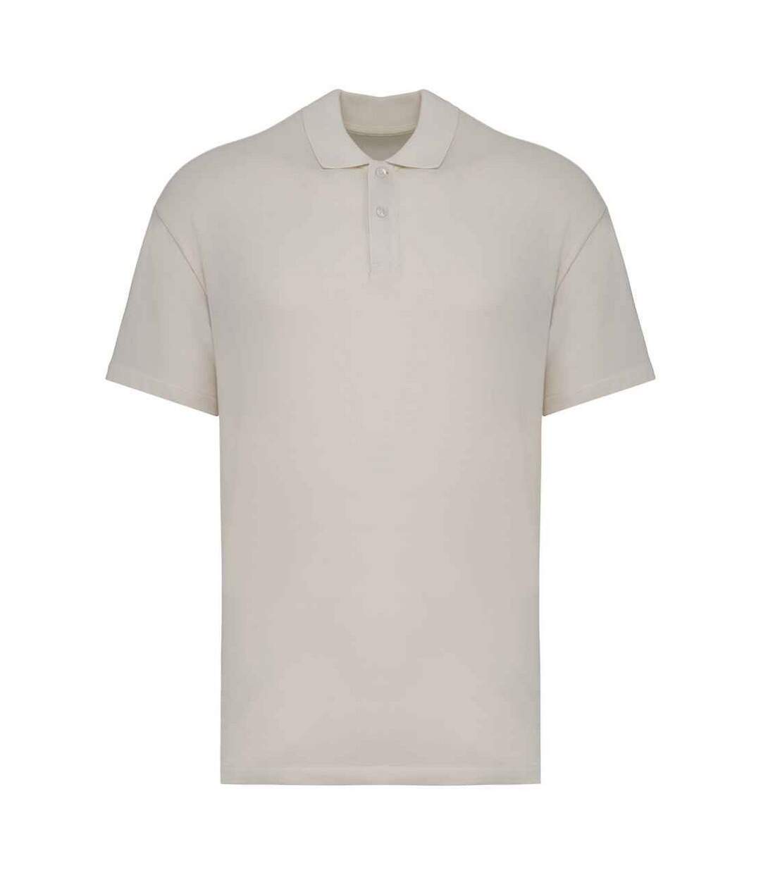 Mens pique drop shoulder polo shirt ivory Native Spirit-1