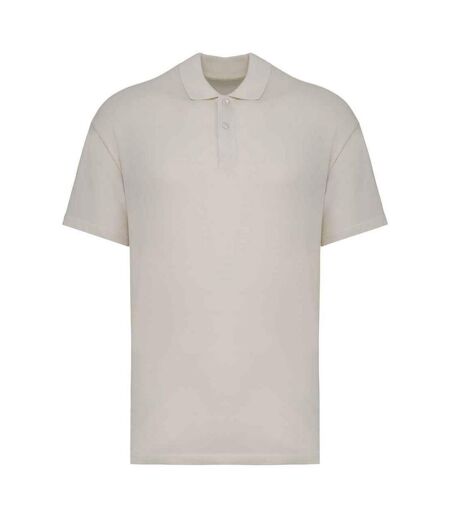 Mens pique drop shoulder polo shirt ivory Native Spirit