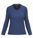 T-shirt manches longues col V - Femme - K382 - bleu roi-1