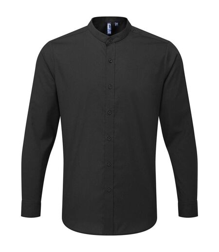 Chemise homme col grand-père - officier - PR258 - noir - manches longues