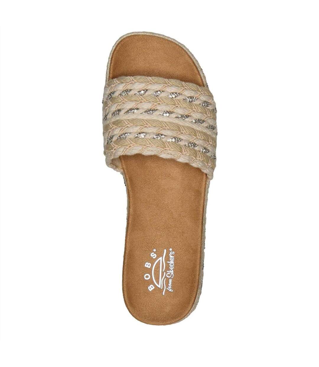 Womens/ladies Misty Embellished Platform Slides Natural Skechers-3