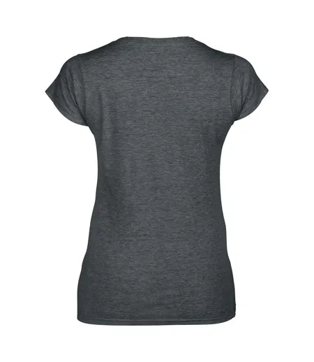 Ladies Soft Style Short Sleeve V-neck T-shirt Dark Heather Gildan