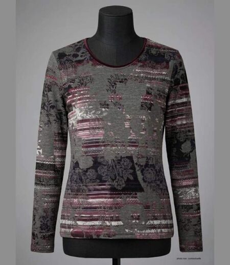 Tee-shirt MAYFLOWER RF141V col rond : l'élégance stretch au motif fleuri