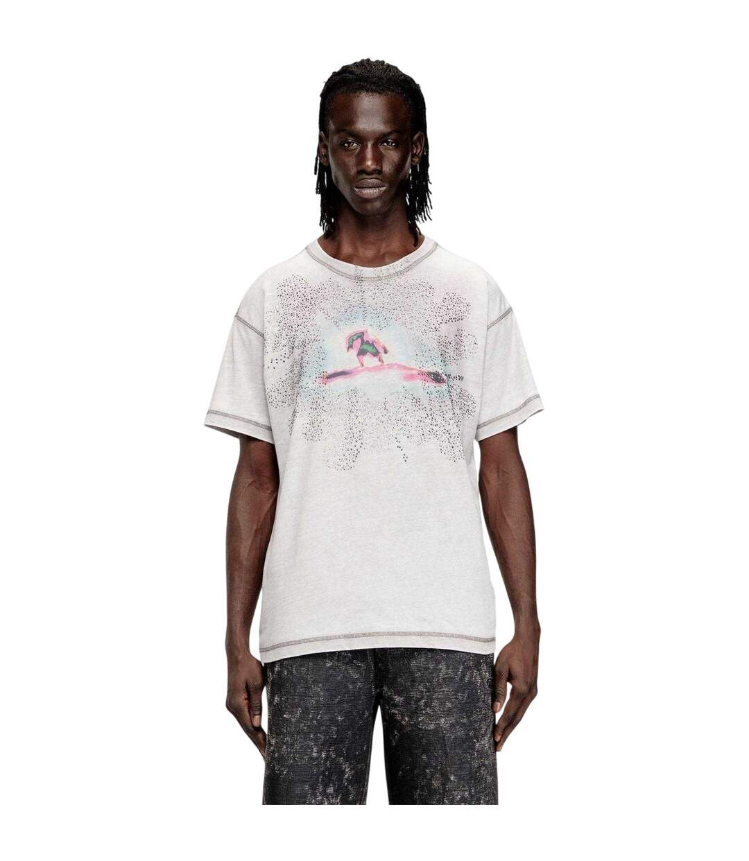 Mens Regular T-shirt Grey Diesel-4