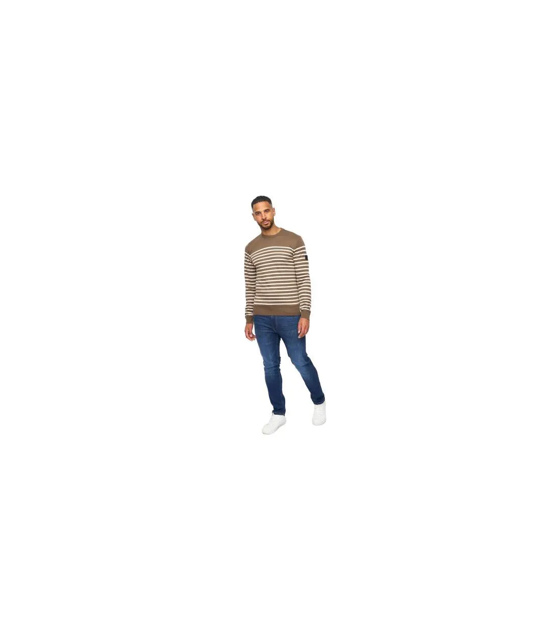 Mens Howland Crew Neck Jumper Taupe Bewley & Ritch-1