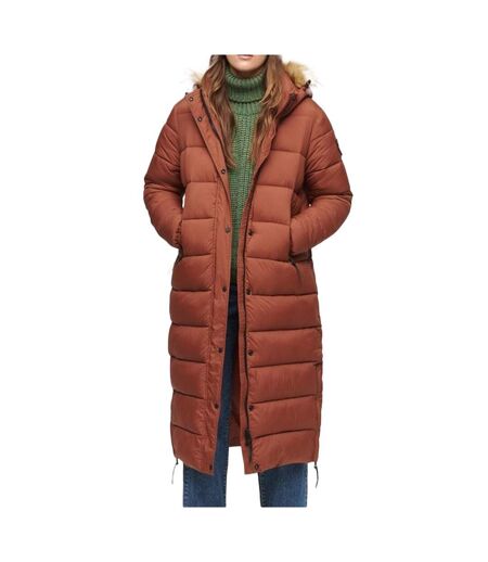 Doudoune longues marron femme superdry faux fur