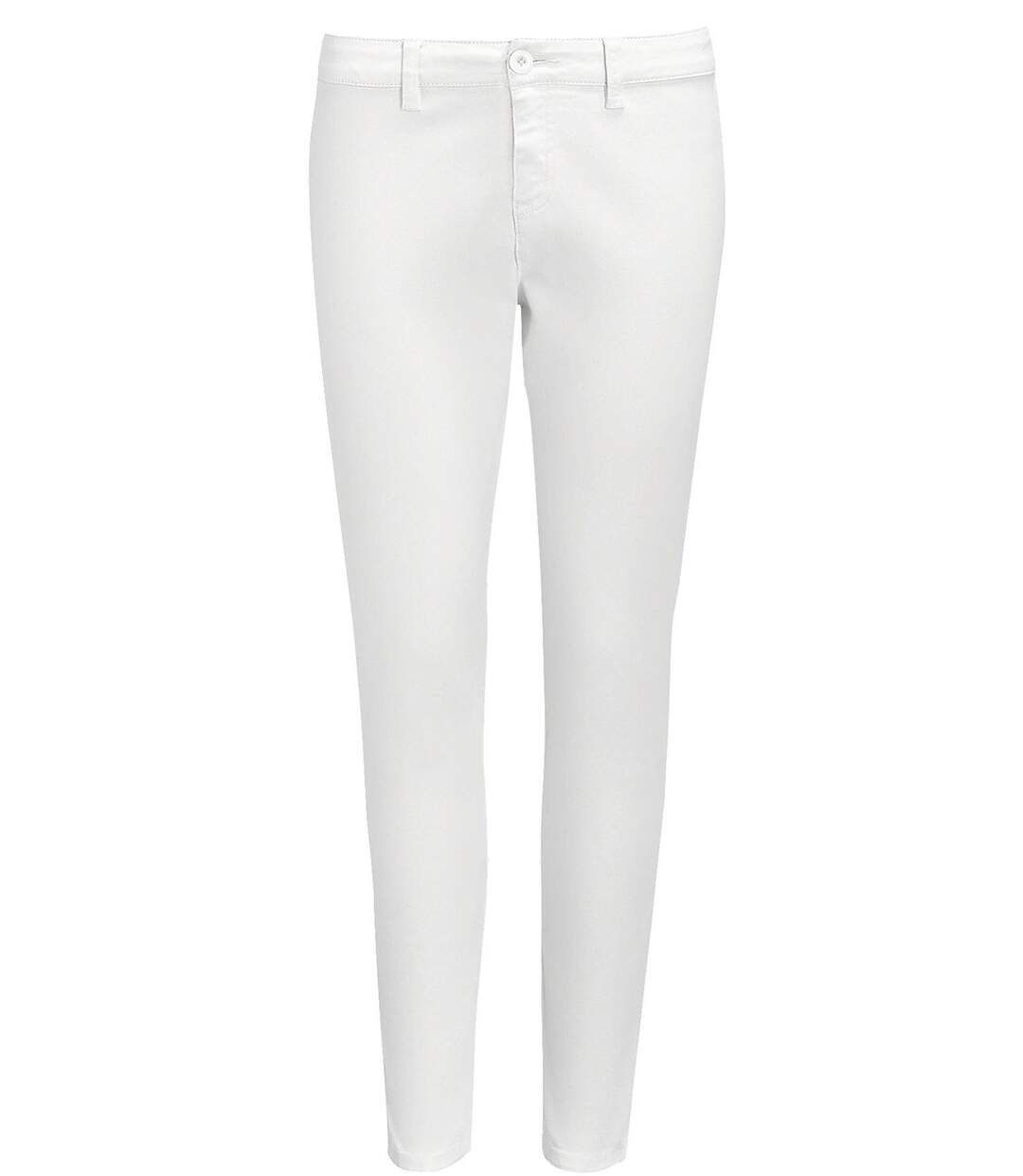 pantalon toile stretch femme - 01425 7-8ème - blanc