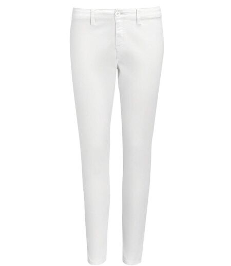 pantalon toile stretch femme - 01425 7-8ème - blanc