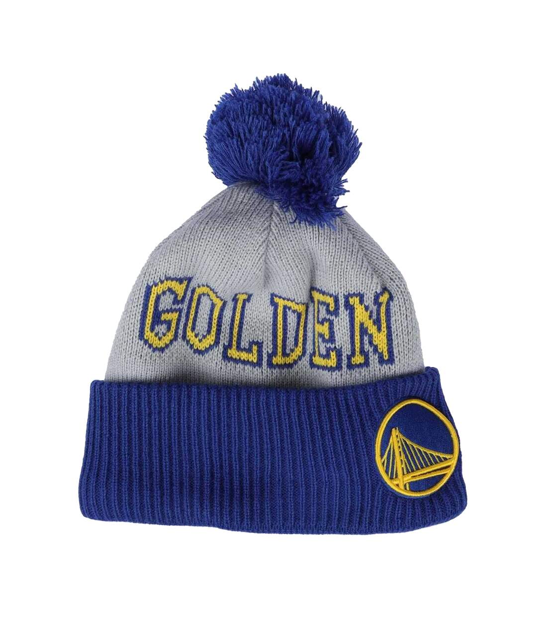 Mens Nba Tip Off 2013 Golden State Warriors Knitted Bobble Beanie Blue Grey Yellow New Era-3