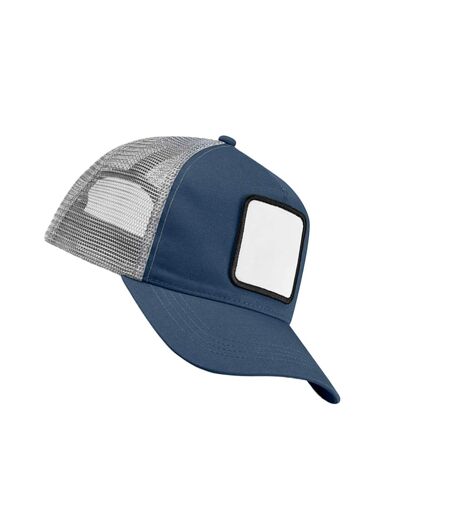 Appliqué 5 Panel Trucker Cap Slate Blue Light Grey Beechfield
