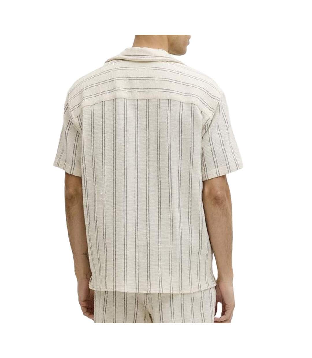 Chemise rayure écru/taupe homme jack & jones stripe resort-2
