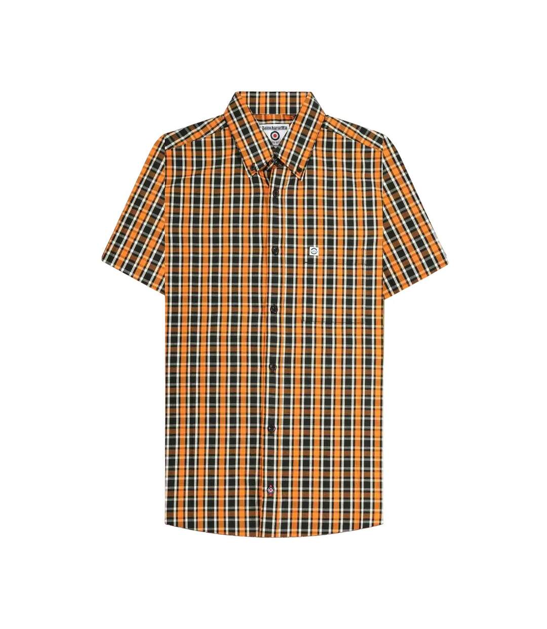 Unisex Adult Checked Shirt Black White Orange Lambretta-2