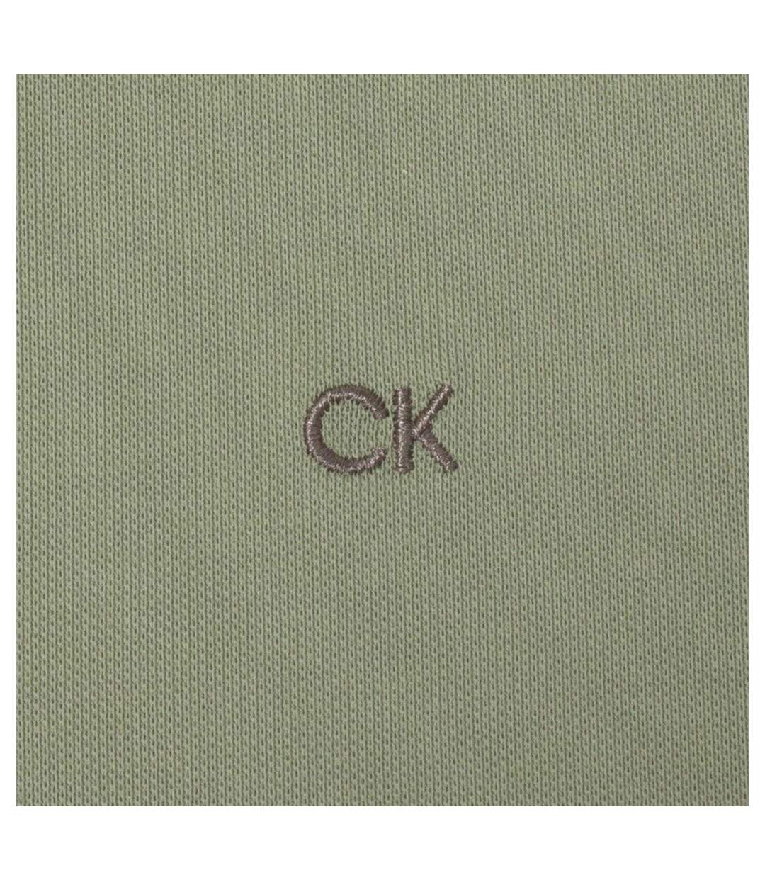 Mens Embroidered Collared Short-sleeved Polo Shirt Sage Calvin Klein-4
