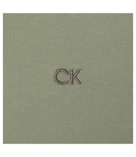 Mens Embroidered Collared Short-sleeved Polo Shirt Sage Calvin Klein