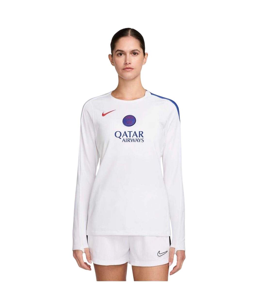 Haut De Survêtement Manches Longues Motif/style Paris Saint-germain 2025/2026 Femme Blanc Bleu Nike-1