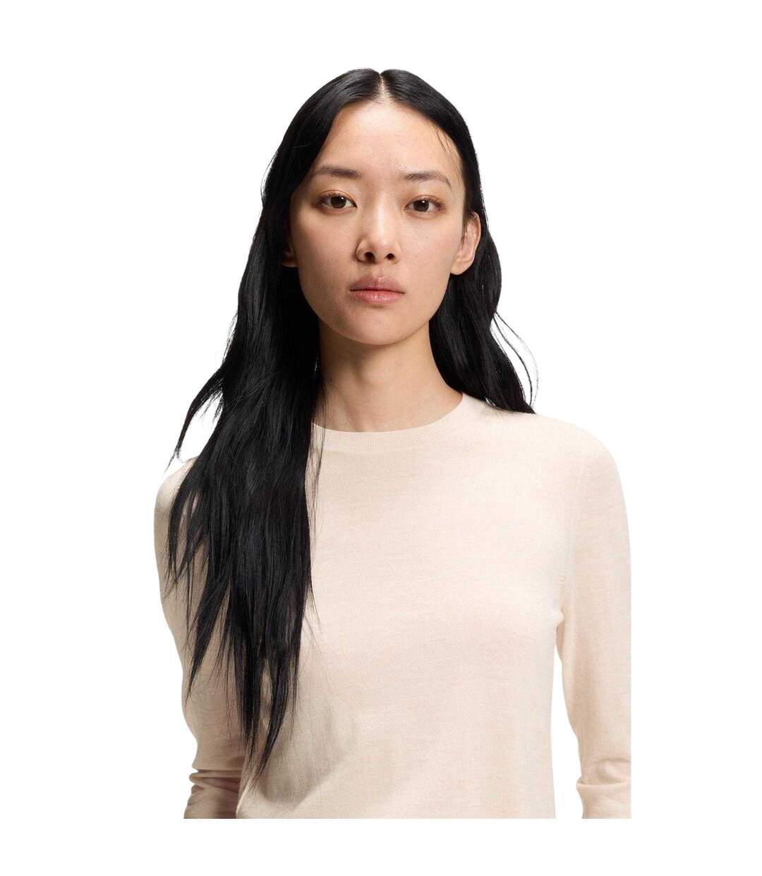 Womens/ladies Ferpina Plain Knitted Jumper Natural Boss-4
