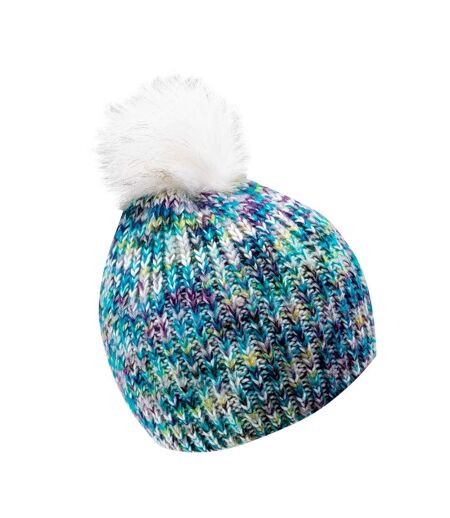 Bonnet D´hiver Lady Vikna Femme Blanc Bleu Vert Clair Chiné Hi-Tec