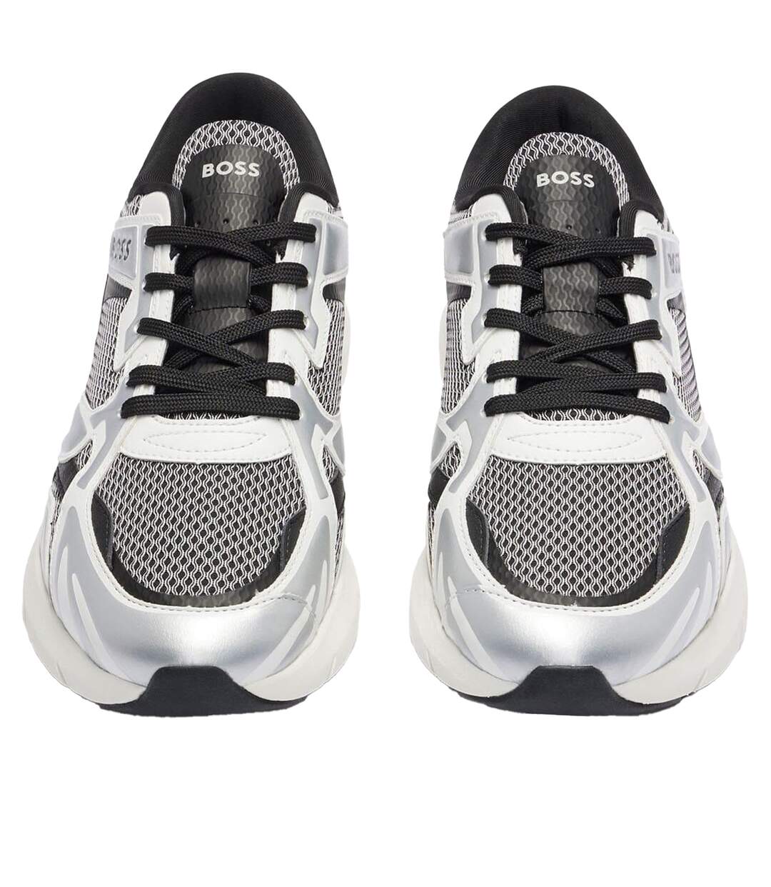 Mens Owen Running Trainers Quicksilver Silver Black Boss-1