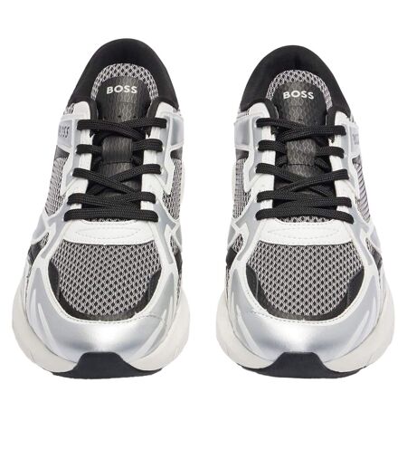 Mens Owen Running Trainers Quicksilver Silver Black Boss