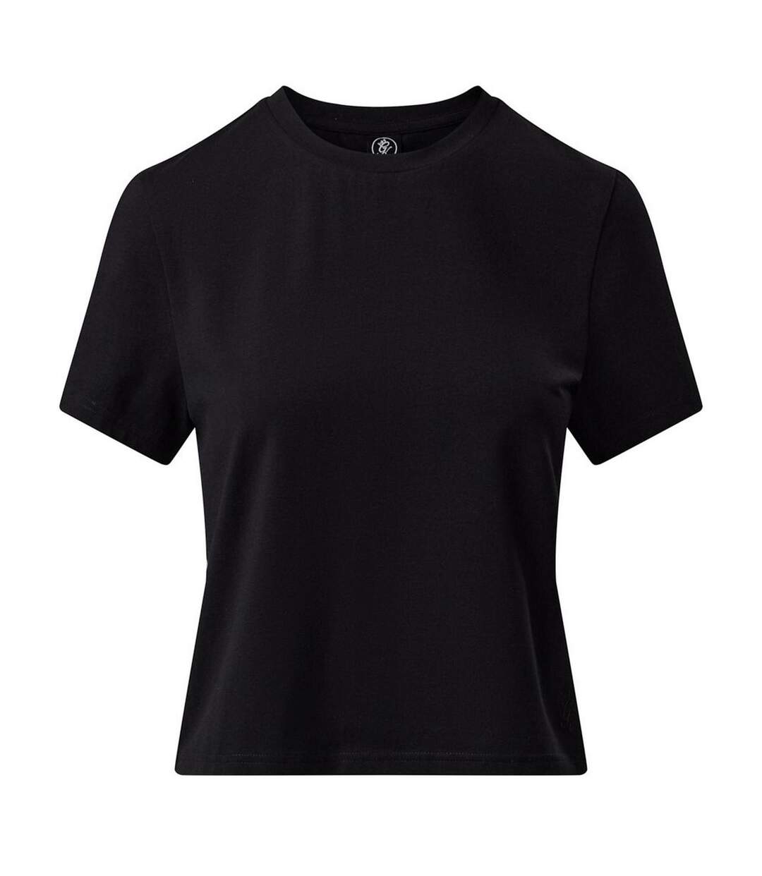 Womens/ladies Victory Capped Sleeved Crop T-shirt Black Gym King-2