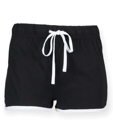 Short de sport rétro femme noir/blanc Skinni Fit