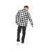 Mens Demaro Checked Lined Overshirt Black White Crosshatch-3