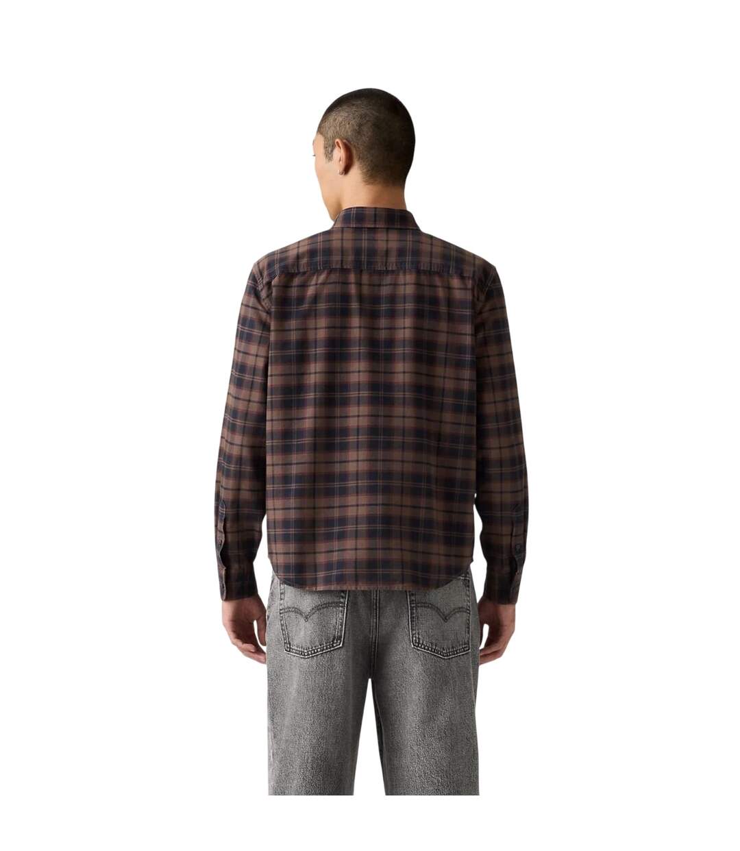 Chemise À Boutons Motif/style Motif Écossais Authentic Homme Beige Pierre Levis-3