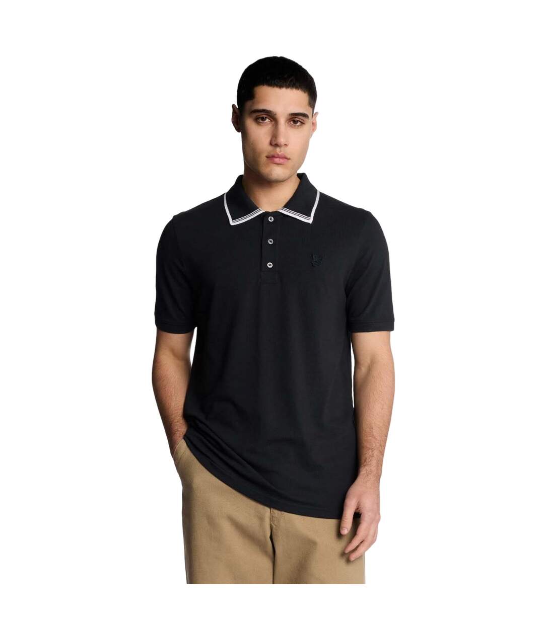 Polo Motif/style Rayure Contrastée Sur Bord Superfine Homme Bleu Lyle & Scott-4