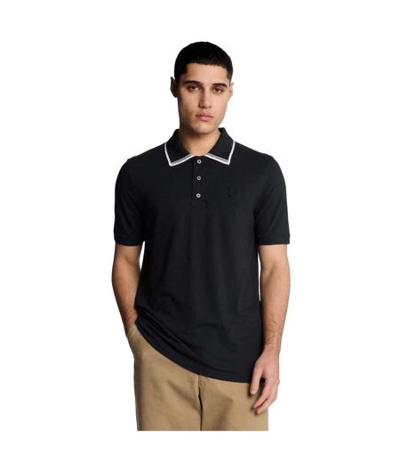 Polo Motif/style Rayure Contrastée Sur Bord Superfine Homme Bleu Lyle & Scott