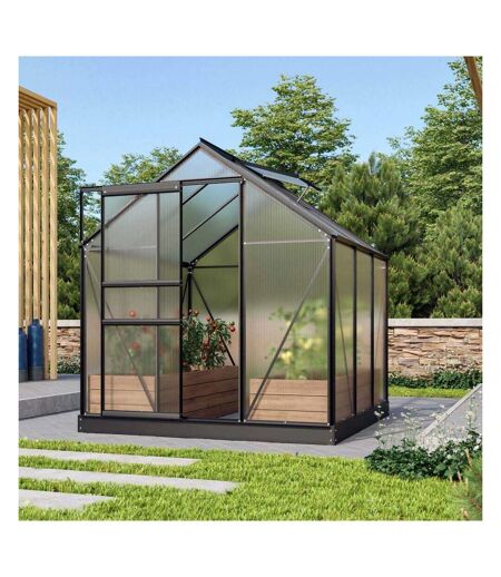 Serre de jardin en polycarbonate 4 mm et aluminium noir avec embase Venus Longueur de 195 cm