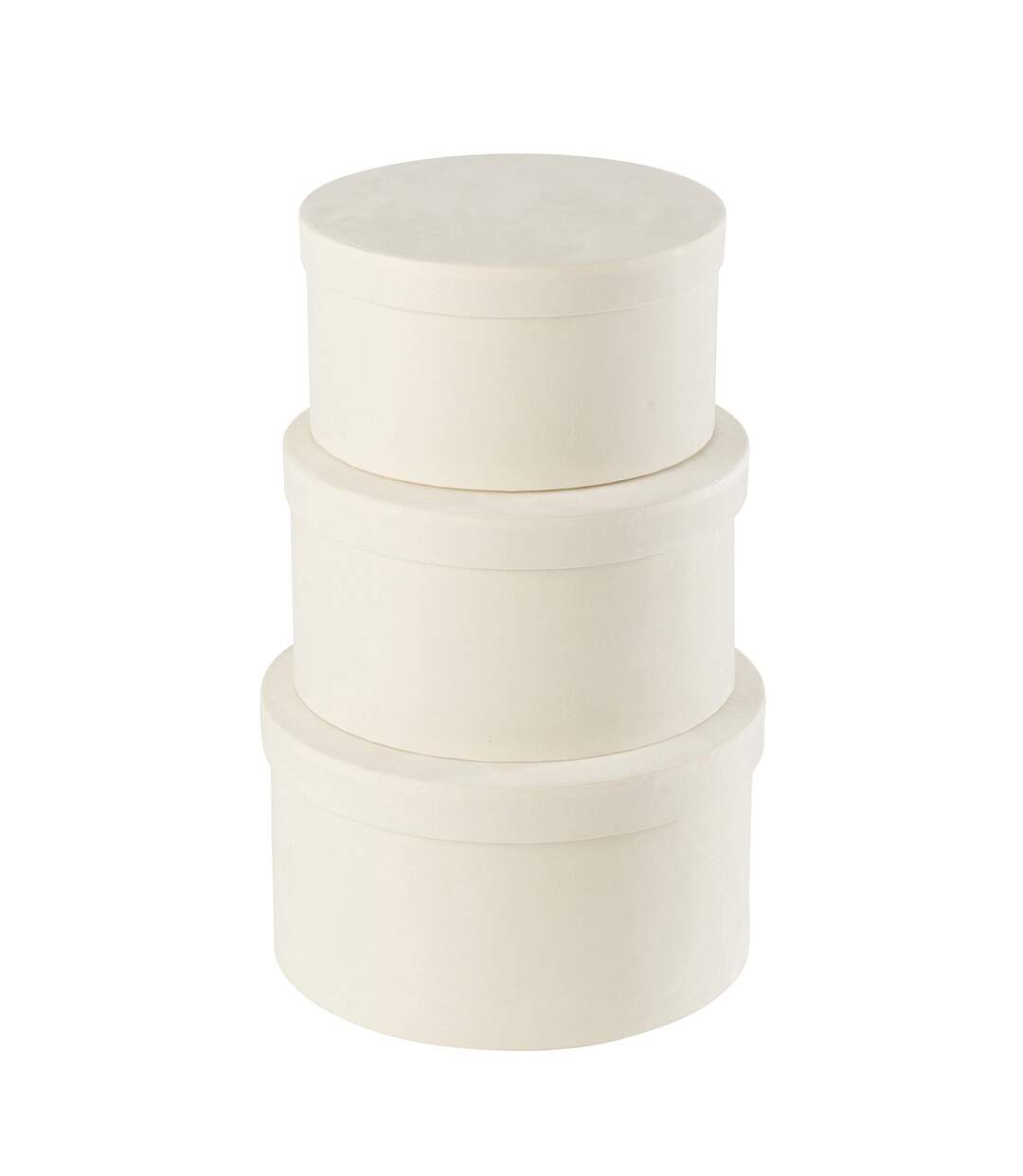 Lot de 3 Boîtes de Rangement Rondes Plates Vaughn 32cm Blanc-2