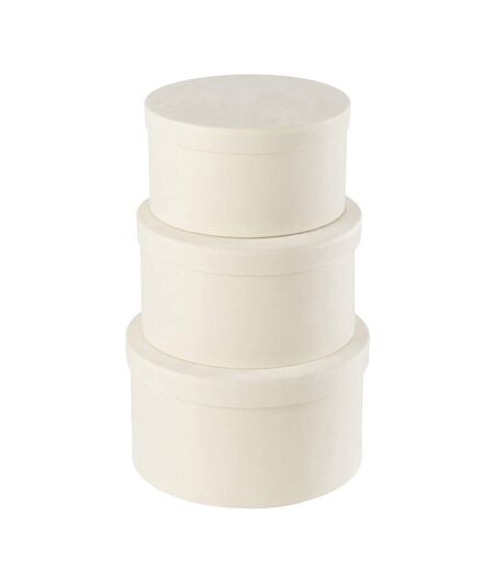 Lot de 3 Boîtes de Rangement Rondes Plates Vaughn 32cm Blanc