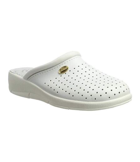 Dek Womens/Ladies Coated Leather Clogs (White) - UTDF375