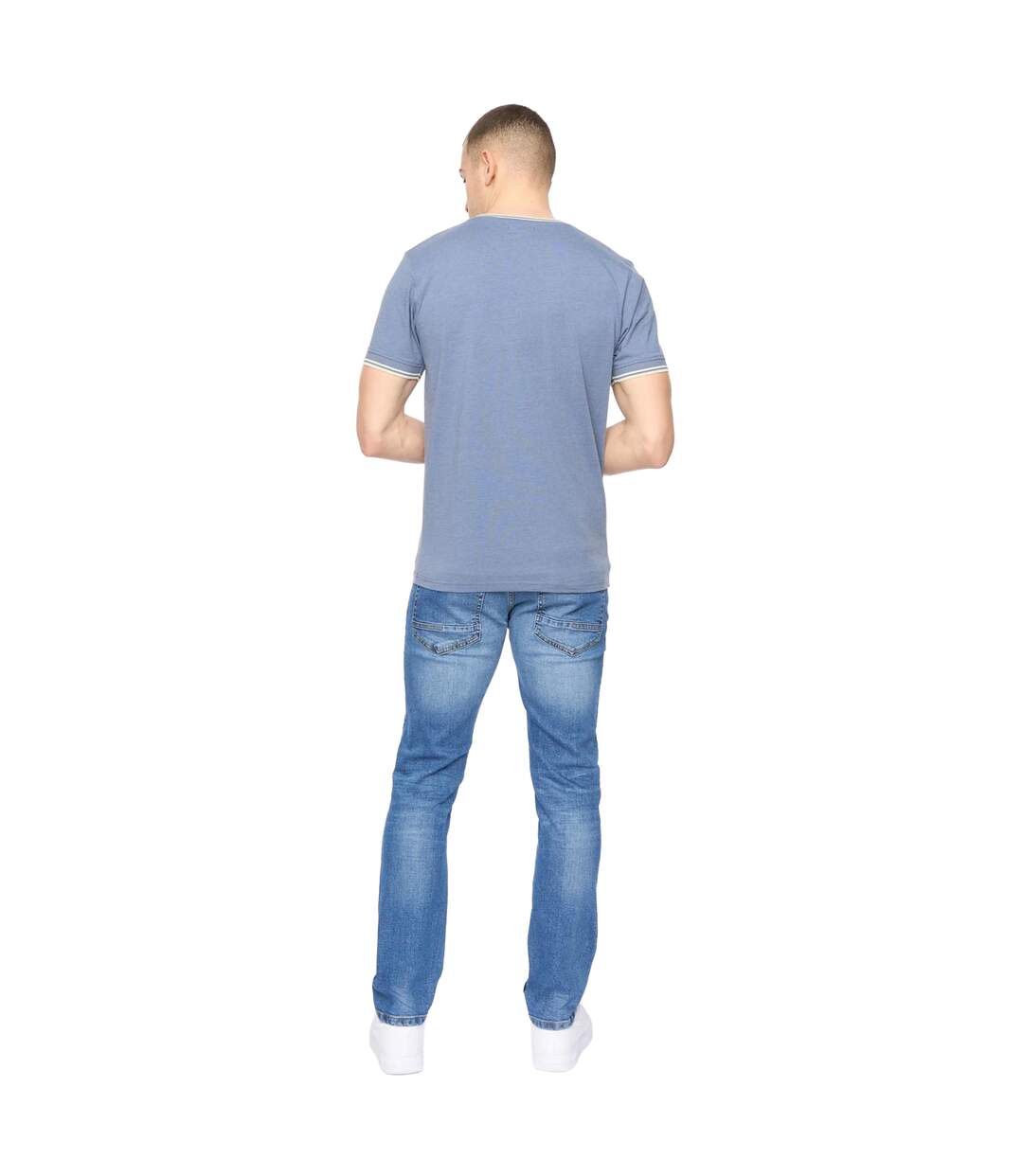 T-shirt Deuxtip Homme Bleu Chiné Crosshatch-3