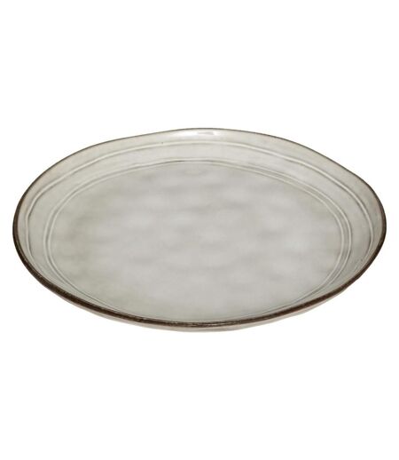 Lot de 6 Assiettes Plates Flower 26cm Gris