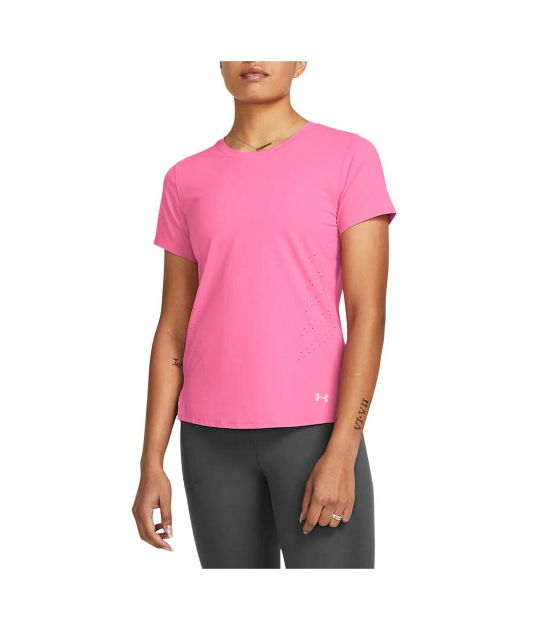 T-shirt manches courtes launch elite femme rose Under Armour-1