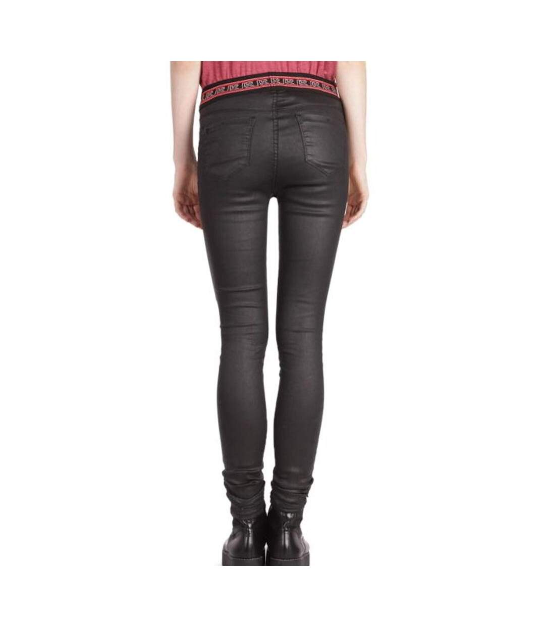 Jean simili cuir slim noir femme kaporal sable-2