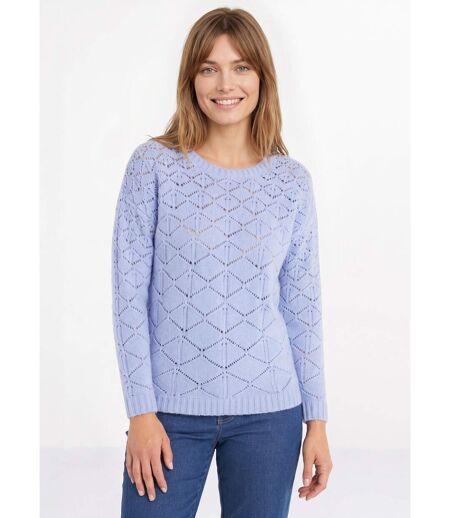 Pull court ajouré col rond manches longues